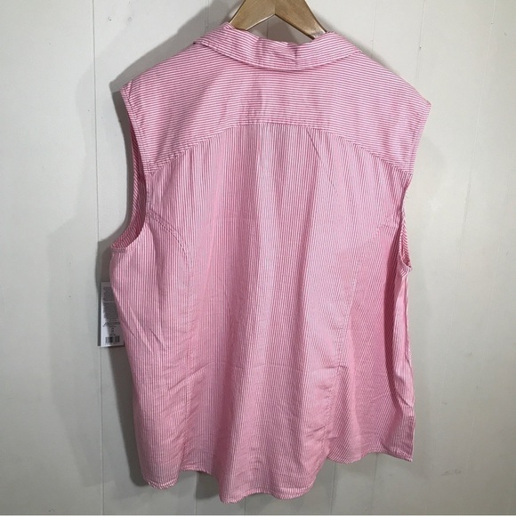Lee Riders Pink Striped Button Up Sleeveless Blouse Tank Top 2XL - Picture 4 of 6
